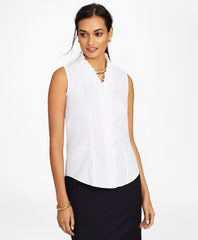 Brooks Brothers Women Non-Iron Stretch Supima® Cotton Sleeveless Ruffled Blouse
