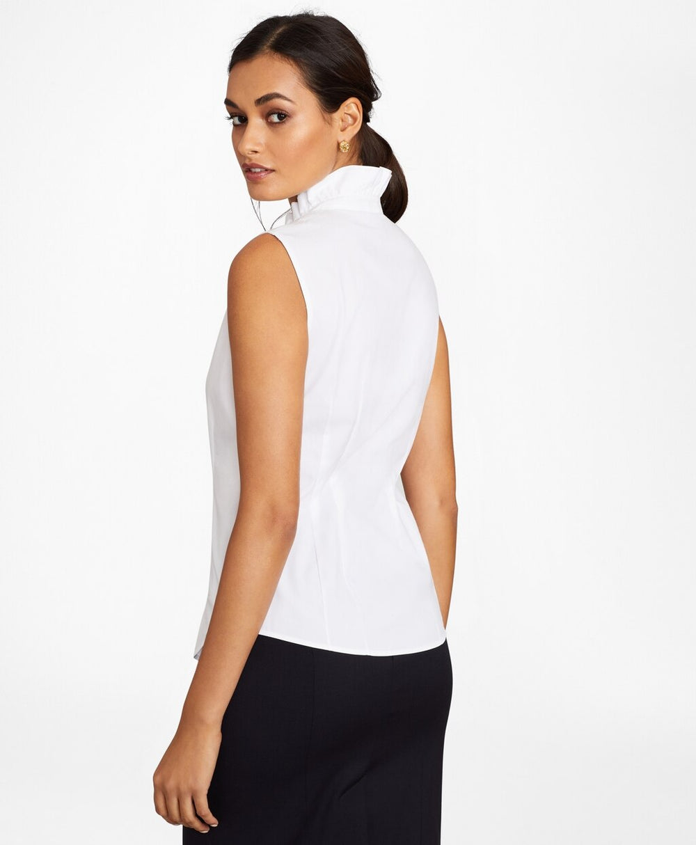 Brooks Brothers Women Non-Iron Stretch Supima® Cotton Sleeveless Ruffled Blouse