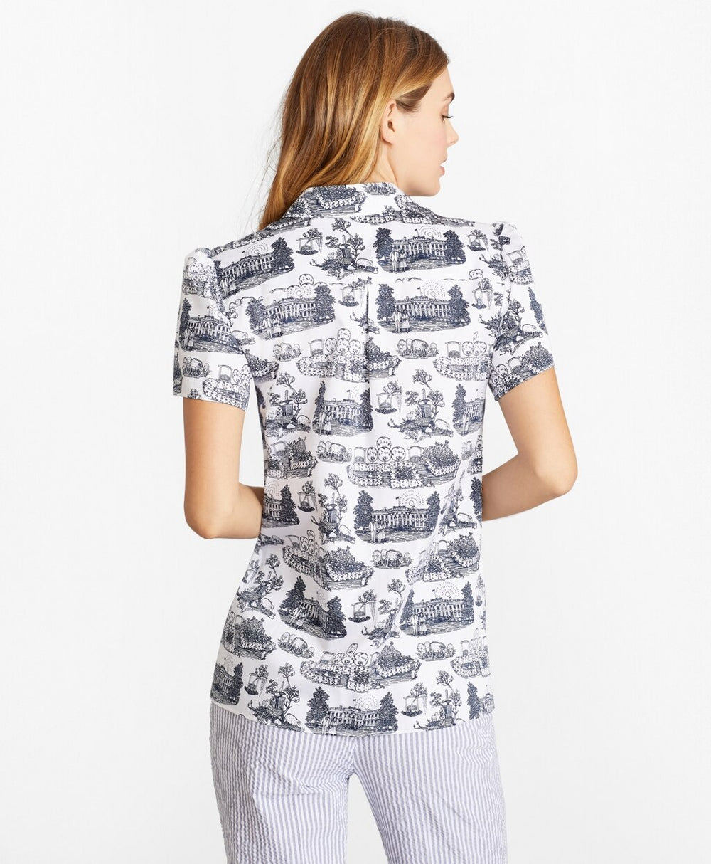 Brooks Brothers Women Toile Supima® Cotton Sateen Short-Sleeve Shirt