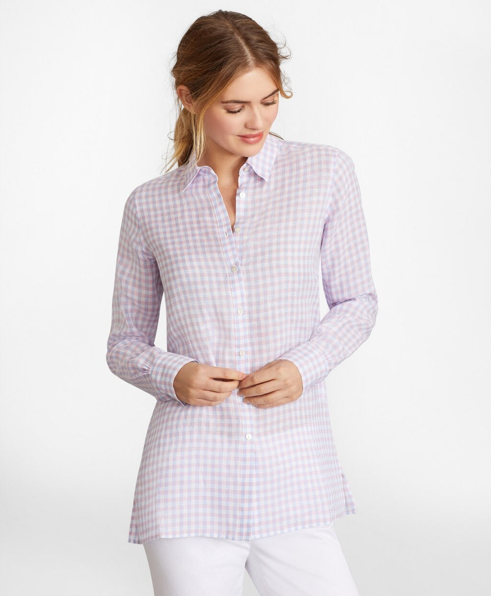 Brooks Brothers Women Gingham Irish Linen Tunic