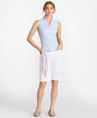 Brooks Brothers Women Non-Iron Striped Supima® Cotton Ruffle-Collar Sleeveless Blouse