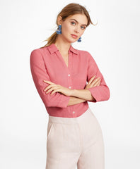 Brooks Brothers Women Linen Three-Quarter Sleeve Shirt