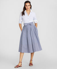 Brooks Brothers Women Non-Iron Striped Supima® Cotton Dobby Contrast-Collar Fitted Shirt