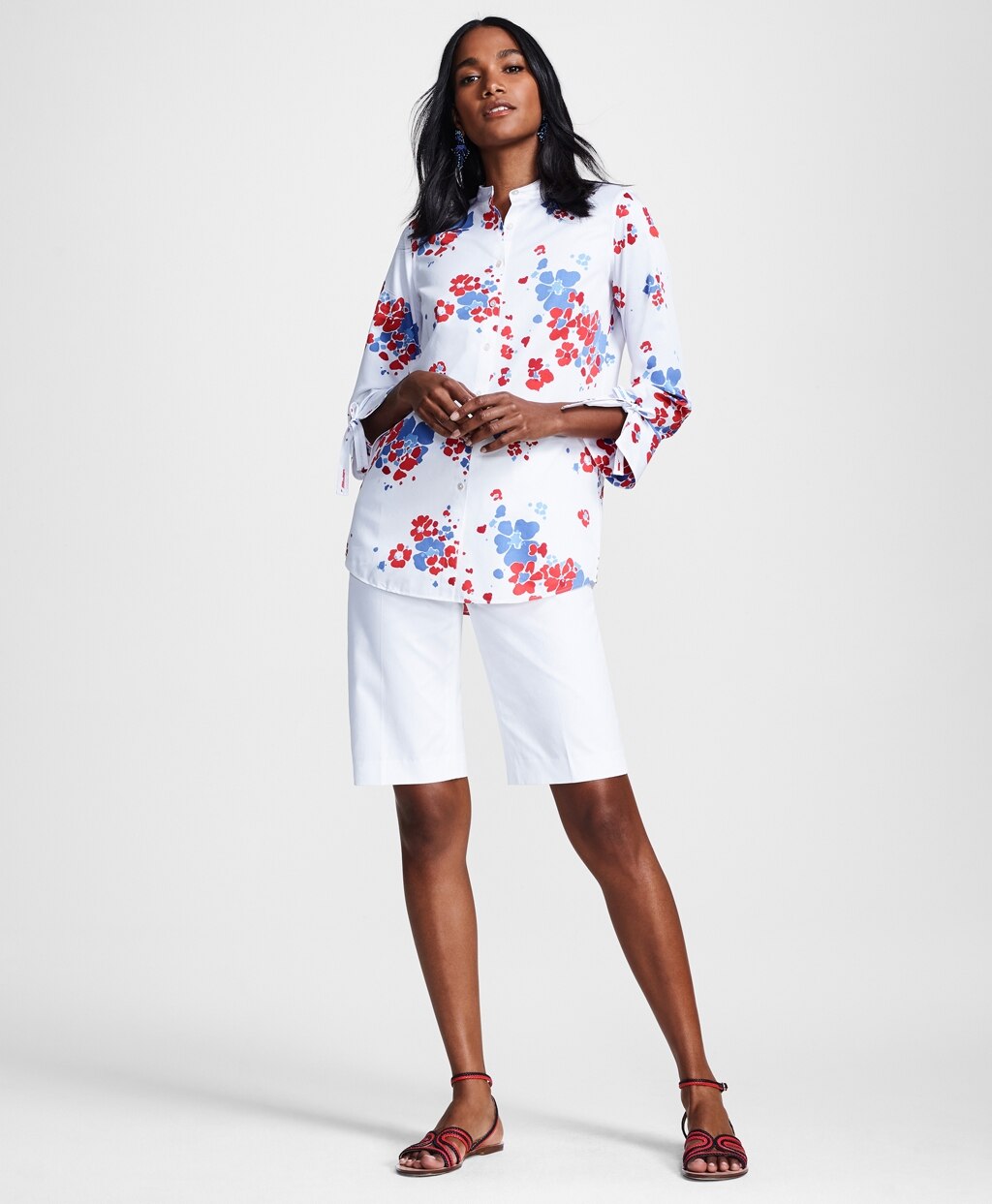 Brooks Brothers Women Floral-Print Supima® Cotton Sateen Tunic