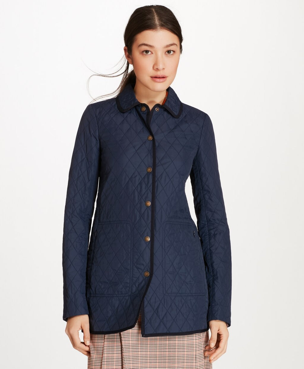 Brooks Brothers Women Water-Repellent Diamond-Quilted Car Coat