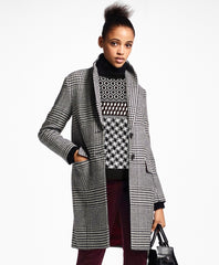 Brooks Brothers Women Glen Plaid Wool Cocoon Coat