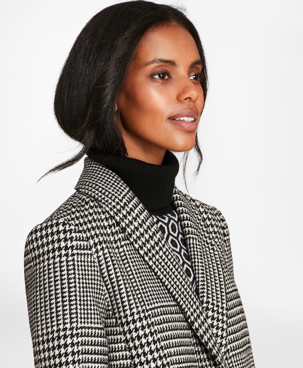 Brooks Brothers Women Glen Plaid Wool Cocoon Coat