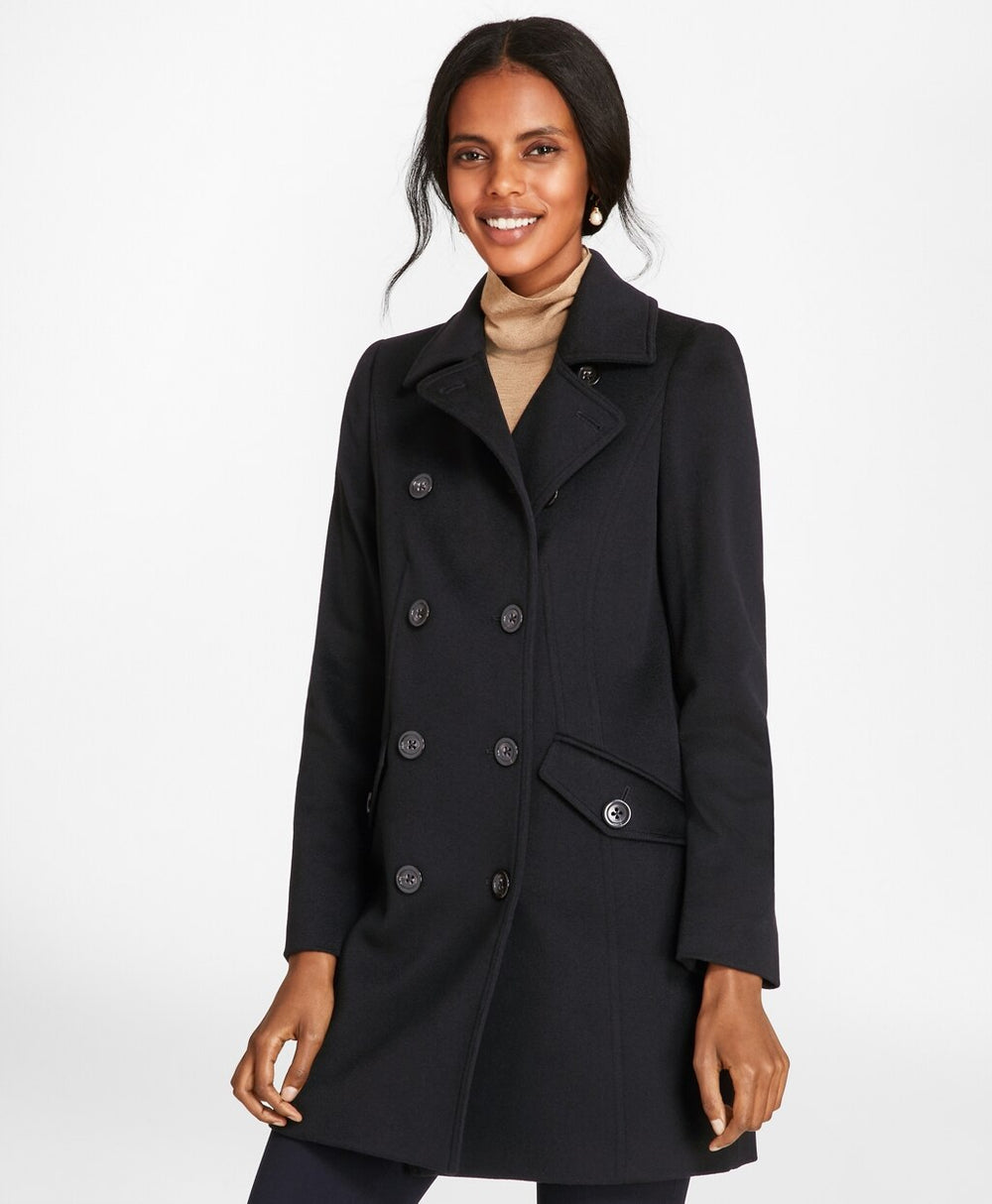 Brooks Brothers Women Brushed Wool Twill Peacoat