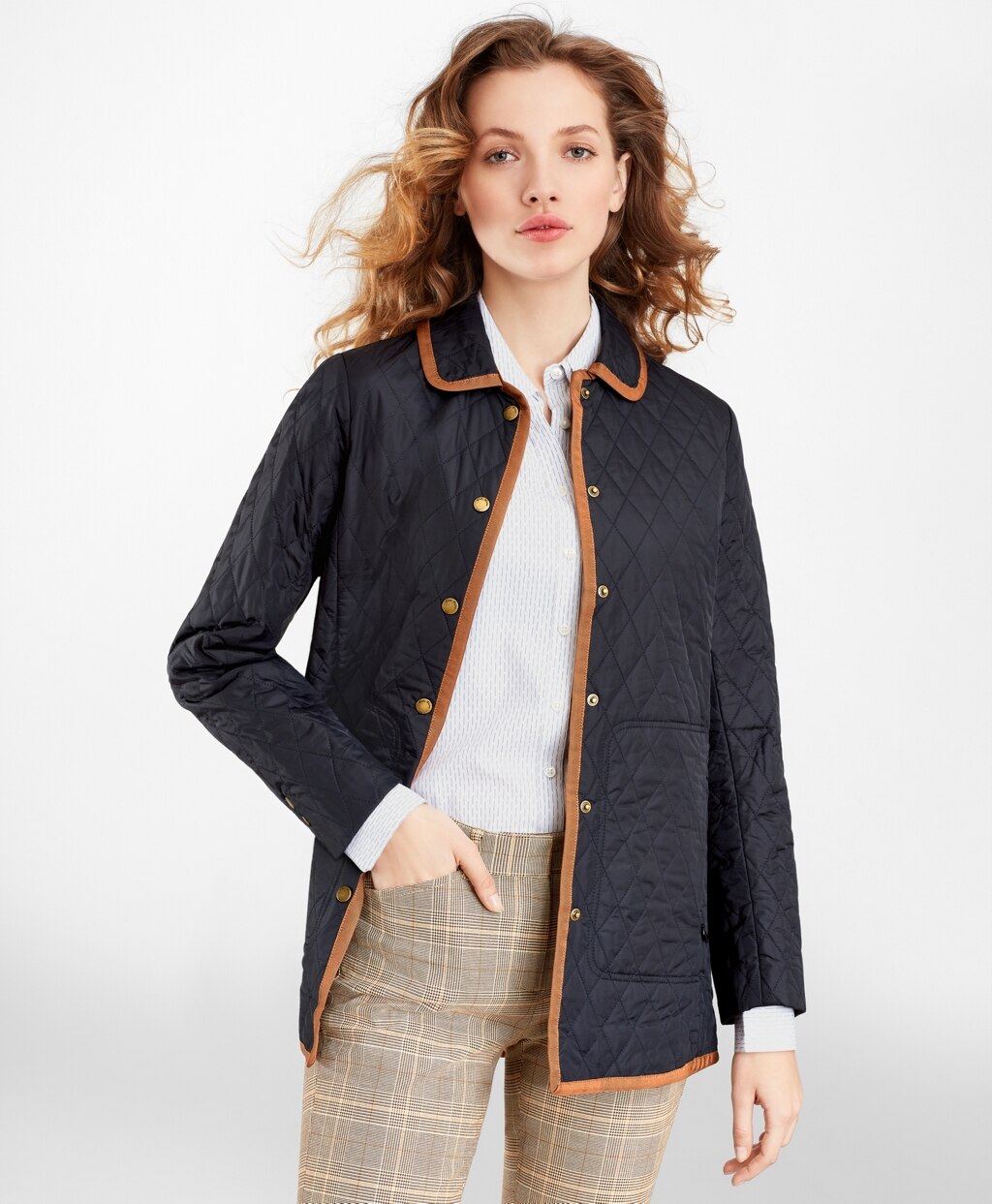 Brooks Brothers Women Water-Repellent Quilted Car Coat