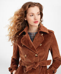 Brooks Brothers Women Water-Repellent Cotton Corduroy Trench Coat