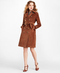Brooks Brothers Women Water-Repellent Cotton Corduroy Trench Coat