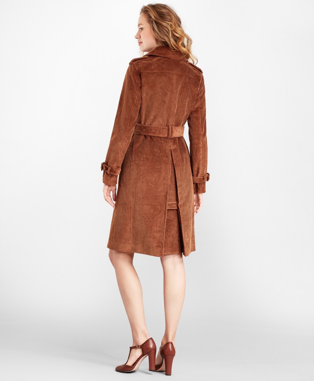 Brooks Brothers Women Water-Repellent Cotton Corduroy Trench Coat