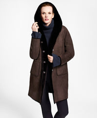 Brooks Brothers Women Shearling Hooded Coat