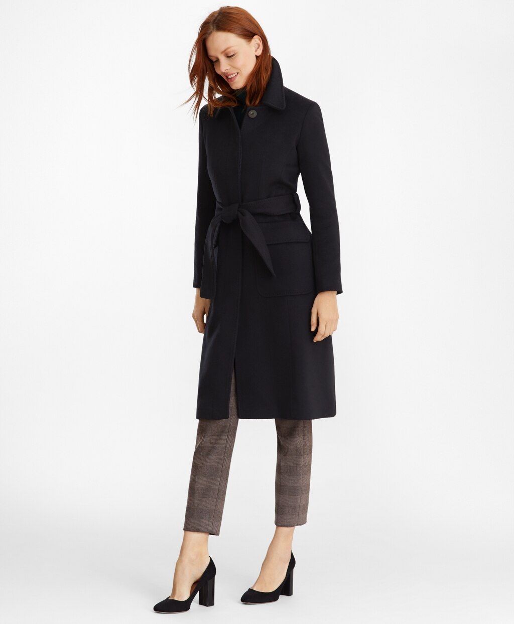 Brooks Brothers Women Brushed Wool Twill Wrap Coat