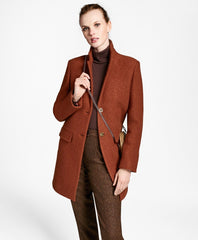 Brooks Brothers Women Wool Boucle Melton Cocoon Coat