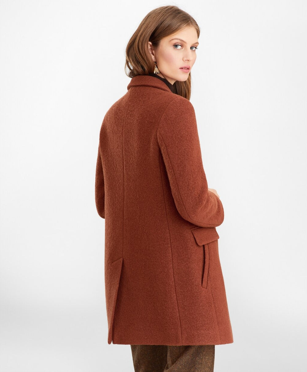 Brooks Brothers Women Wool Boucle Melton Cocoon Coat