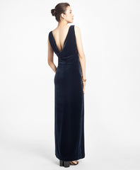 Brooks Brothers Women Sleeveless Silk-Blend and Velvet Evening Gown