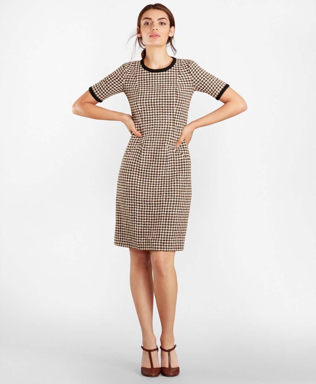 Brooks Brothers Women Checked Tweed A-Line Dress