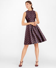 Brooks Brothers Women Floral Jacquard Pleated Dress