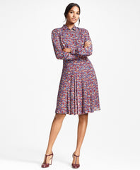 Brooks Brothers Women Deer-Print Silk Chiffon Shirt Dress