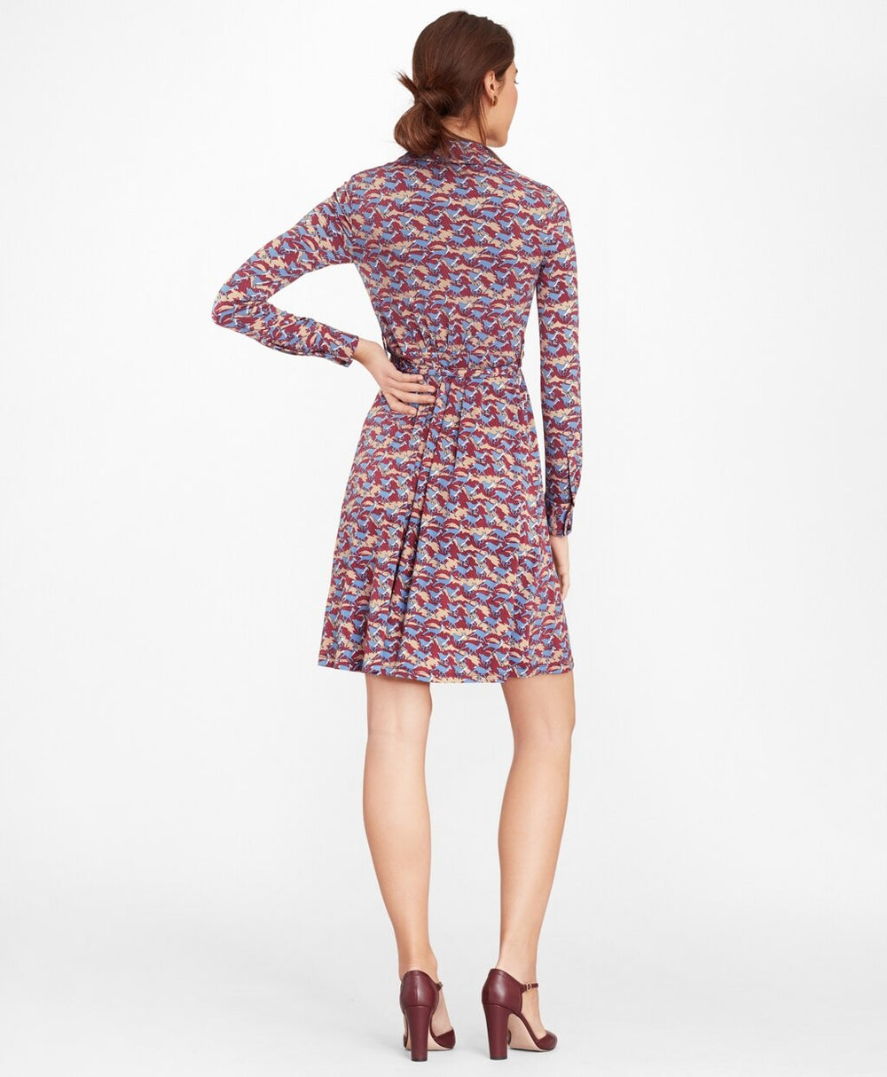 Brooks Brothers Women Deer-Print Jersey Faux Wrap Dress