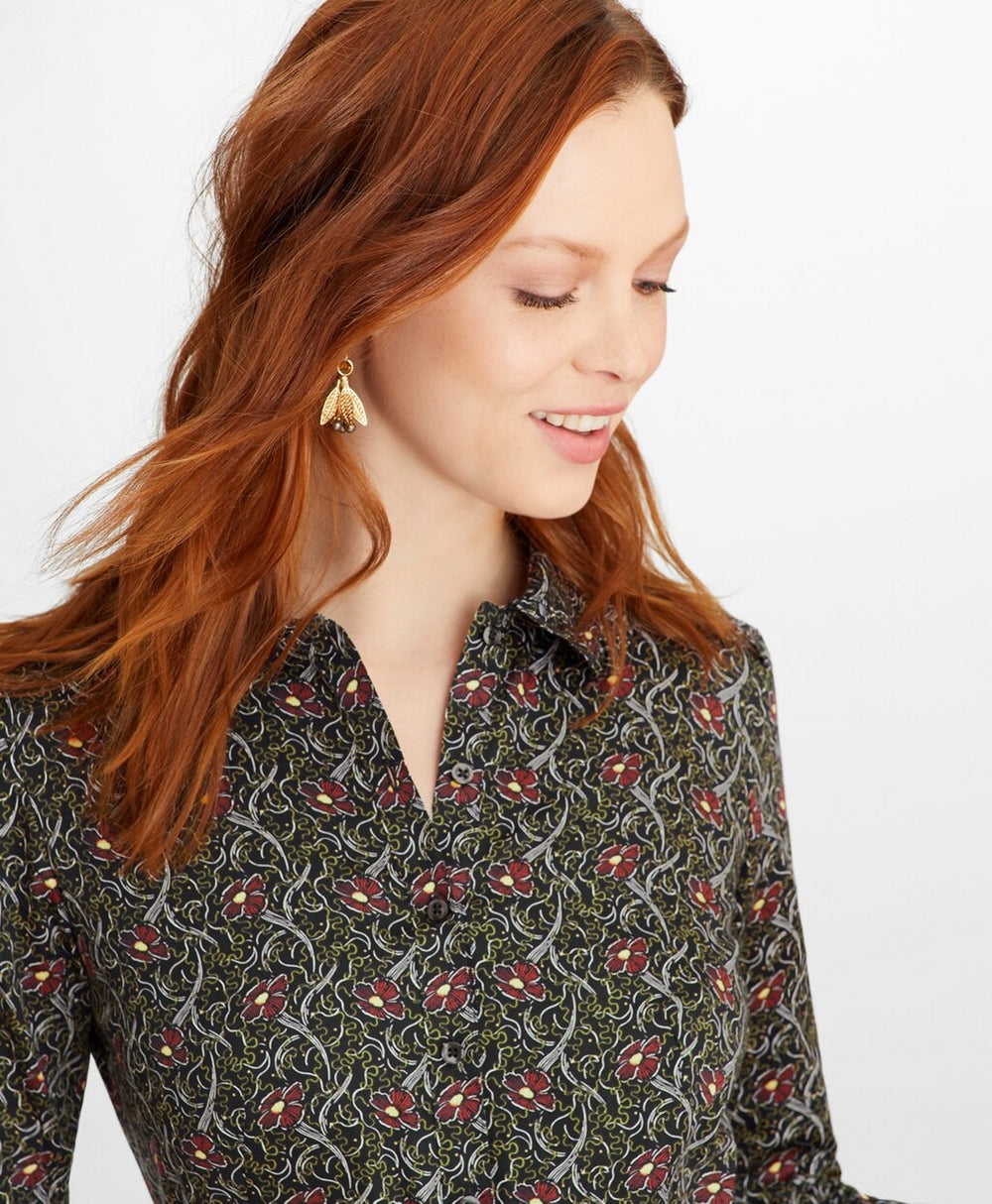 Brooks Brothers Women Violette-Print Cotton Sateen Shirt Dress