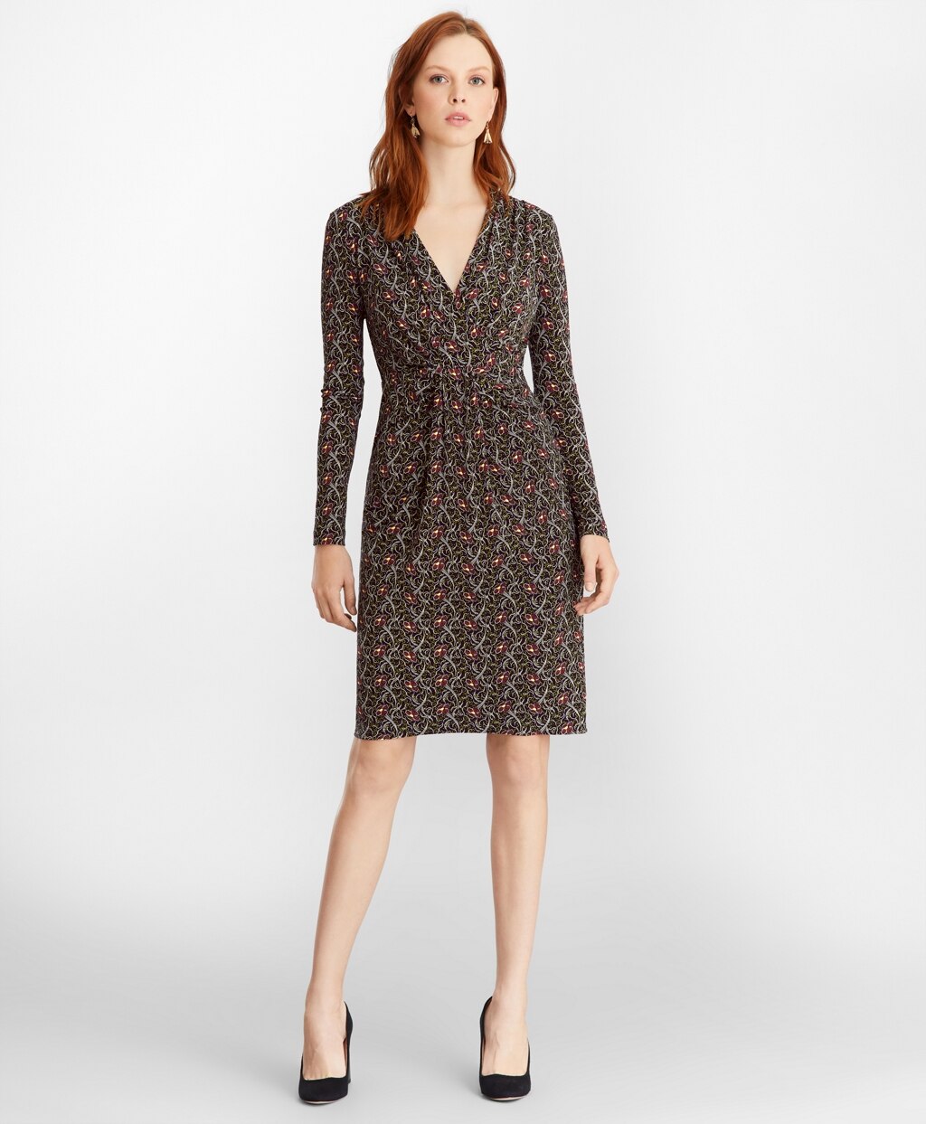 Brooks Brothers Women Violette-Print Jersey Faux Wrap Dress