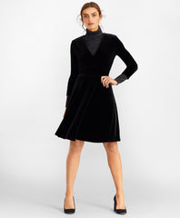 Brooks Brothers Women Velvet Faux Wrap Dress