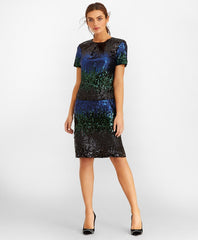 Brooks Brothers Women Ombre Sequin Shift Dress