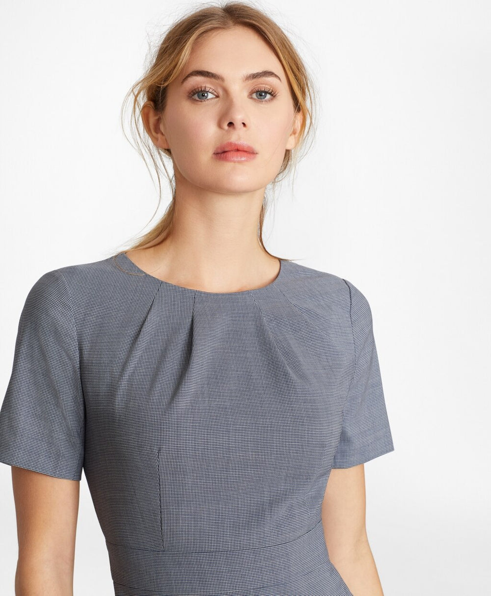 Brooks Brothers Women Houndstooth BrooksCool® Merino Wool Sheath Dress