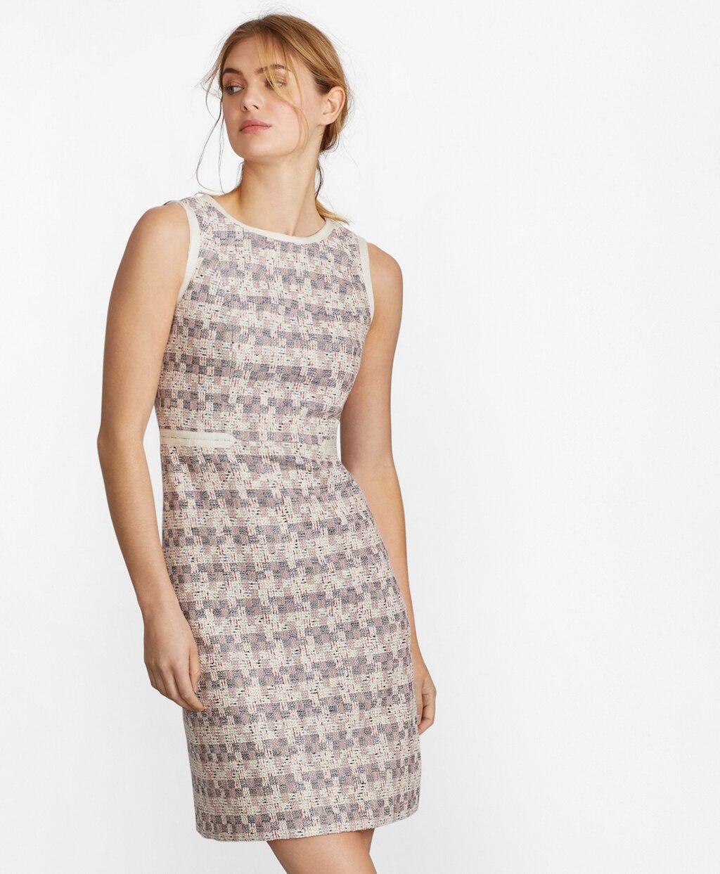 Brooks Brothers Women Checked Tweed Boucle Sheath Dress