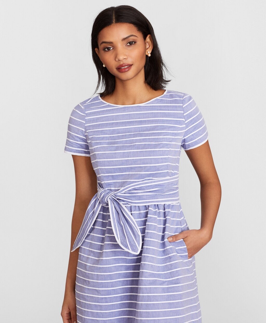 Brooks Brothers Women Striped Cotton Dobby Dress