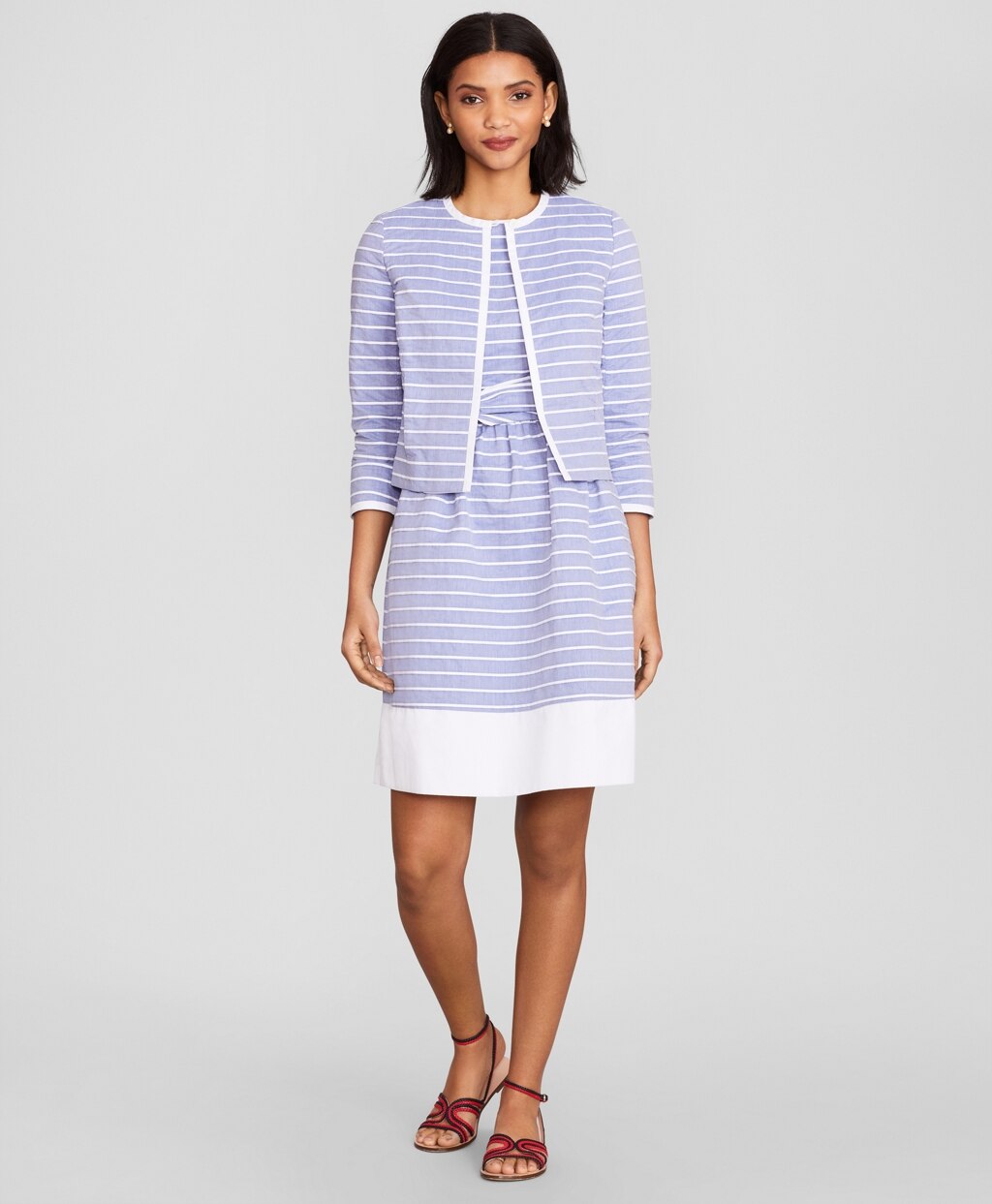 Brooks Brothers Women Striped Cotton Dobby Dress