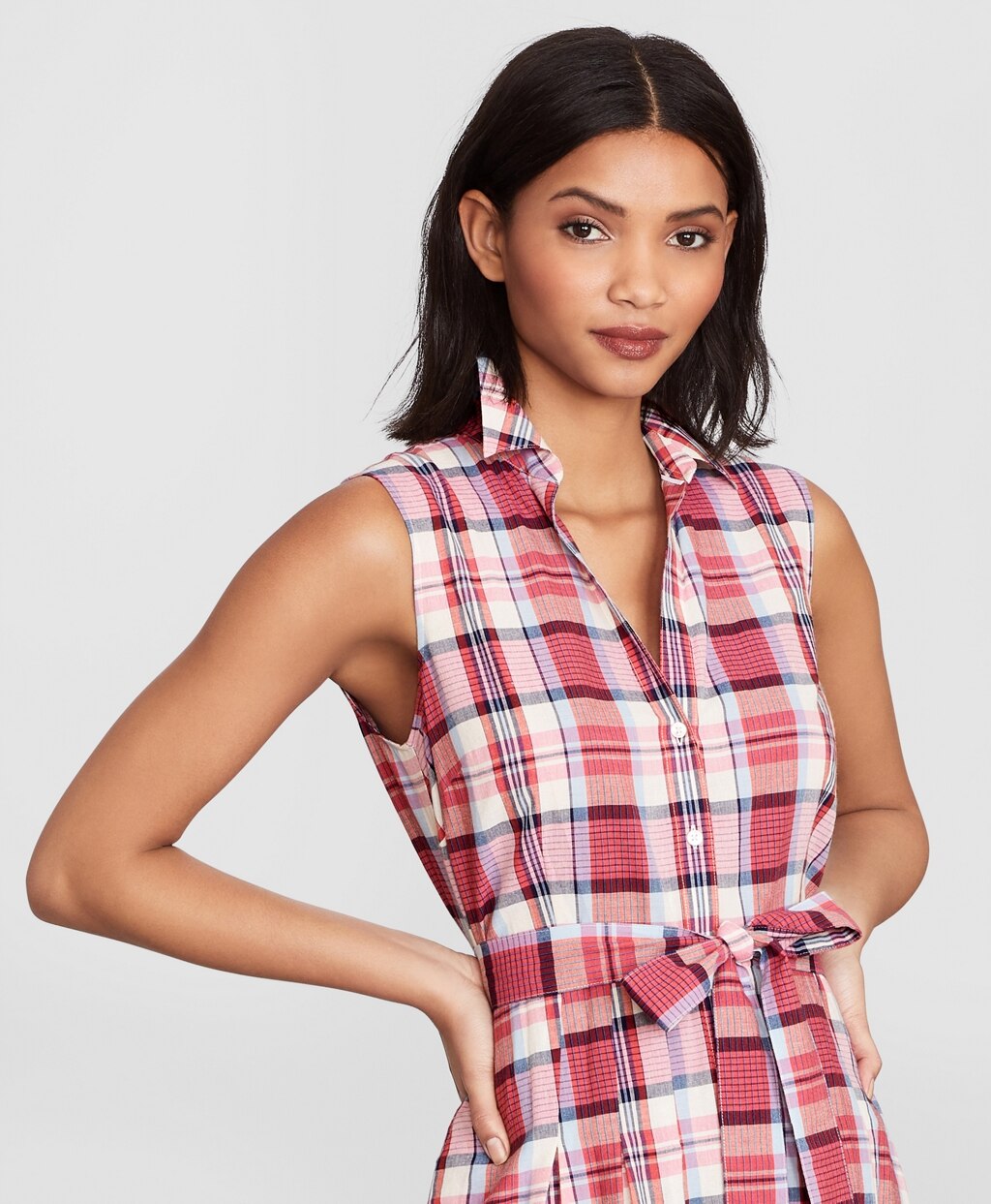 Brooks Brothers Women Madras Cotton Shirt Dress