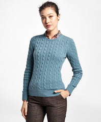 Brooks Brothers Women Cashmere Cable Crewneck Sweater