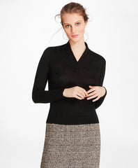 Brooks Brothers Women Silk-Cashmere Shawl-Collar Sweater