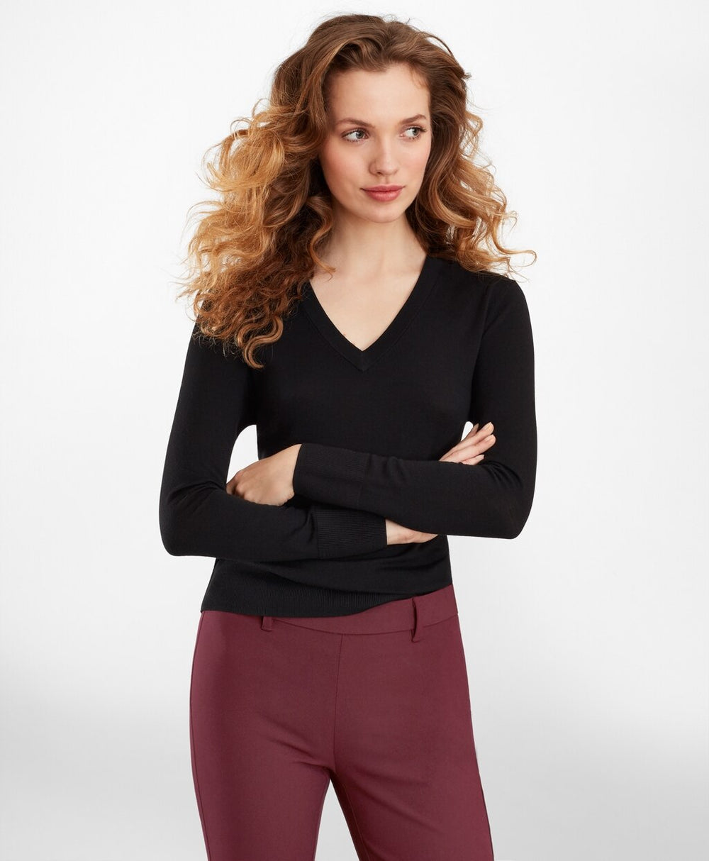Brooks Brothers Women Merino Wool V-Neck Sweater