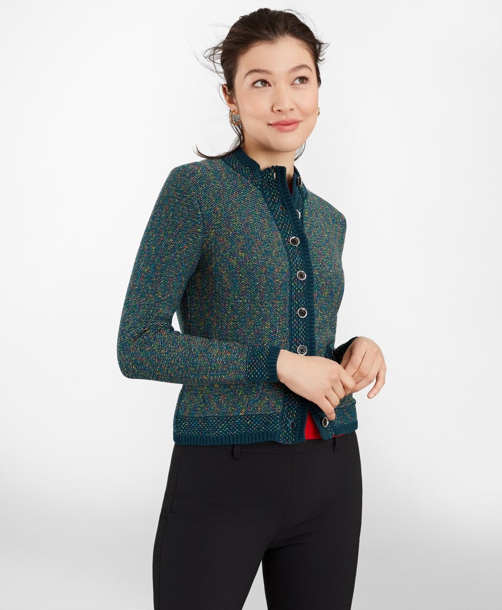 Brooks Brothers Women Shimmer Tweed Sweater Jacket