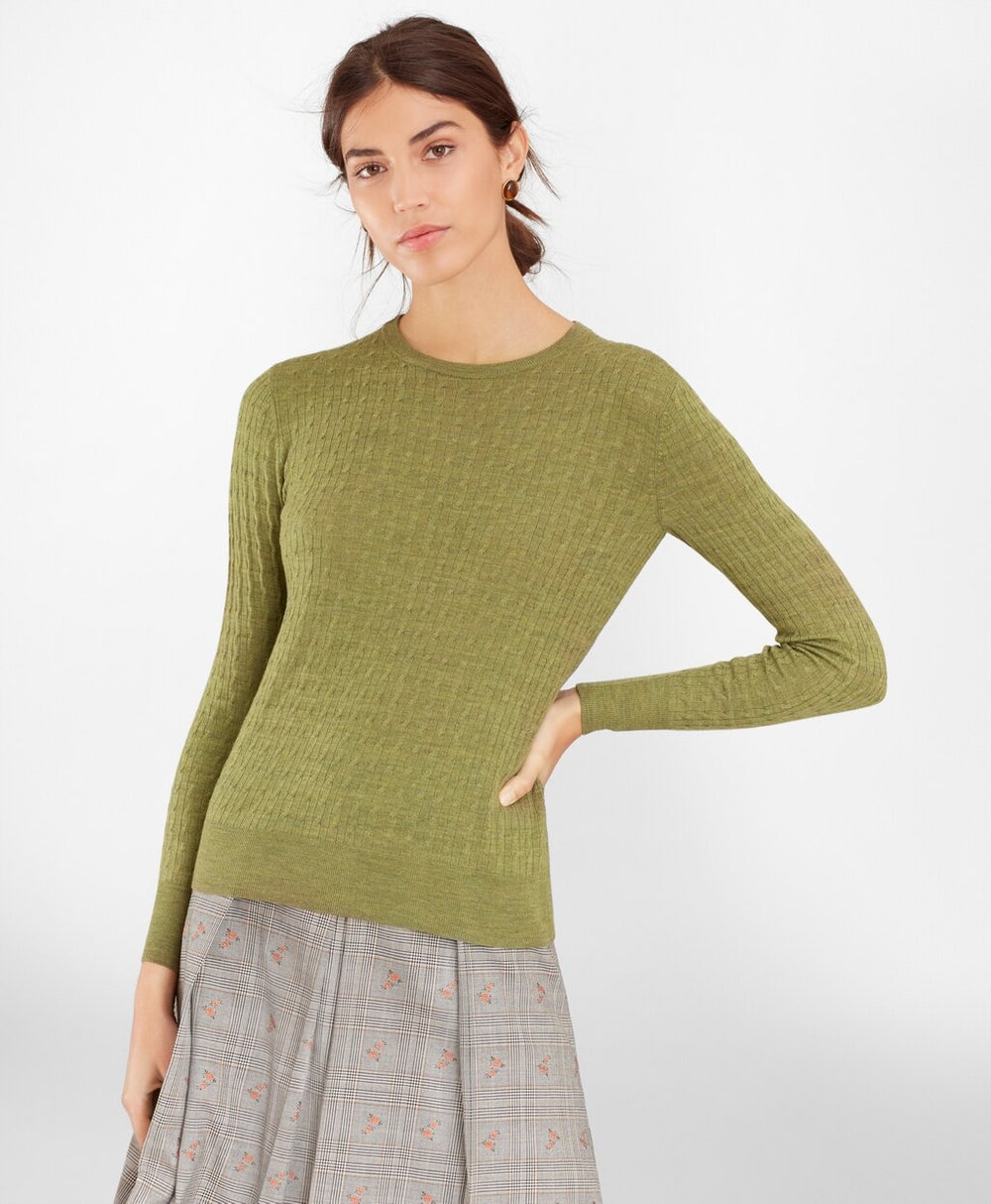 Brooks Brothers Women Cable-Knit Merino Wool Sweater