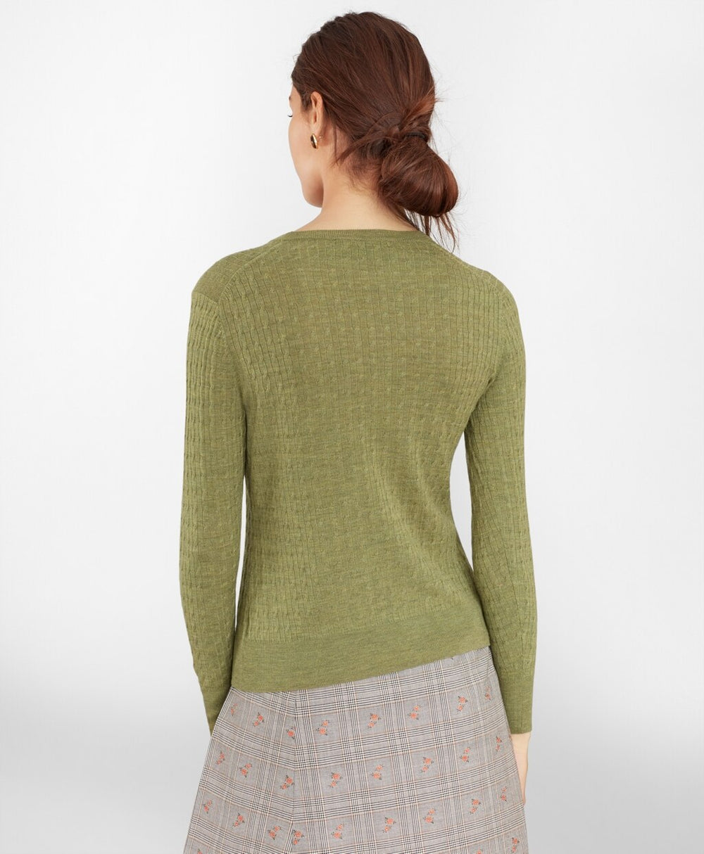 Brooks Brothers Women Cable-Knit Merino Wool Sweater