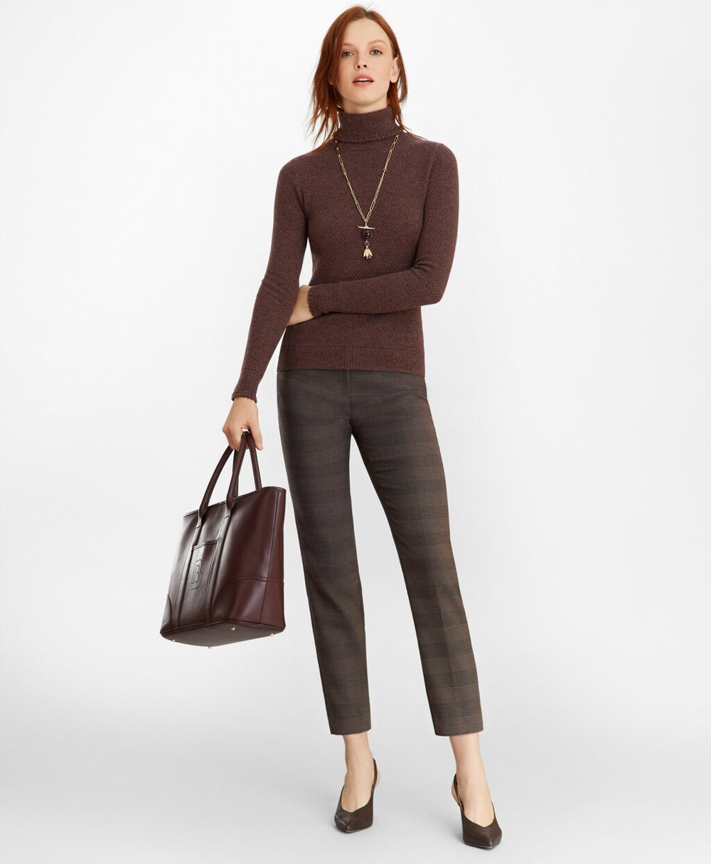 Brooks Brothers Women Tuck-Stitch Cashmere Turtleneck Sweater