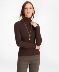 Brooks Brothers Women Tuck-Stitch Cashmere Turtleneck Sweater