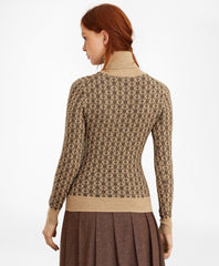 Brooks Brothers Women Floral-Jacquard Merino Wool Turtleneck Sweater