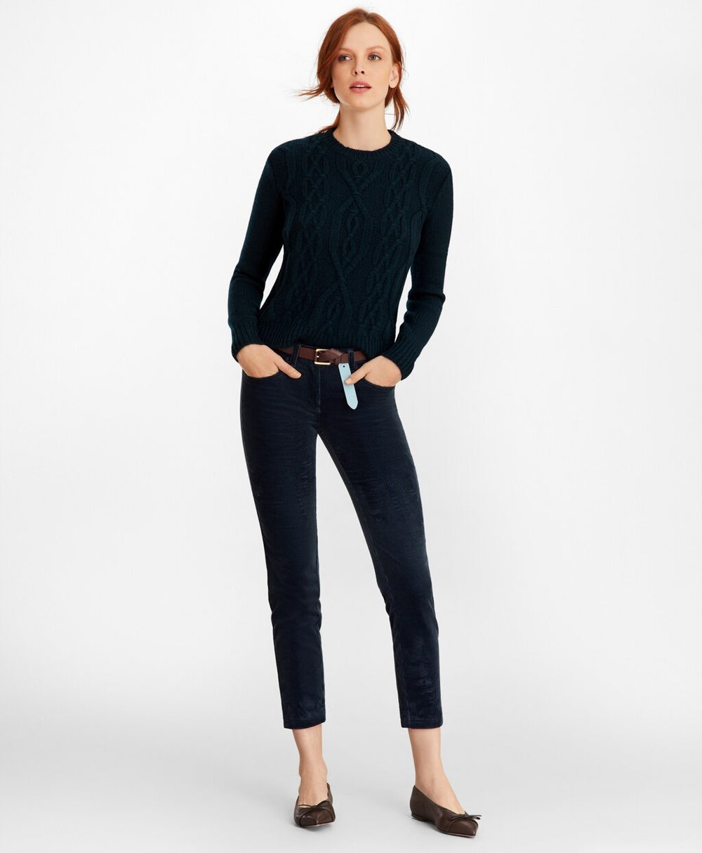 Brooks Brothers Women Wool-Alpaca Cable-Knit Sweater