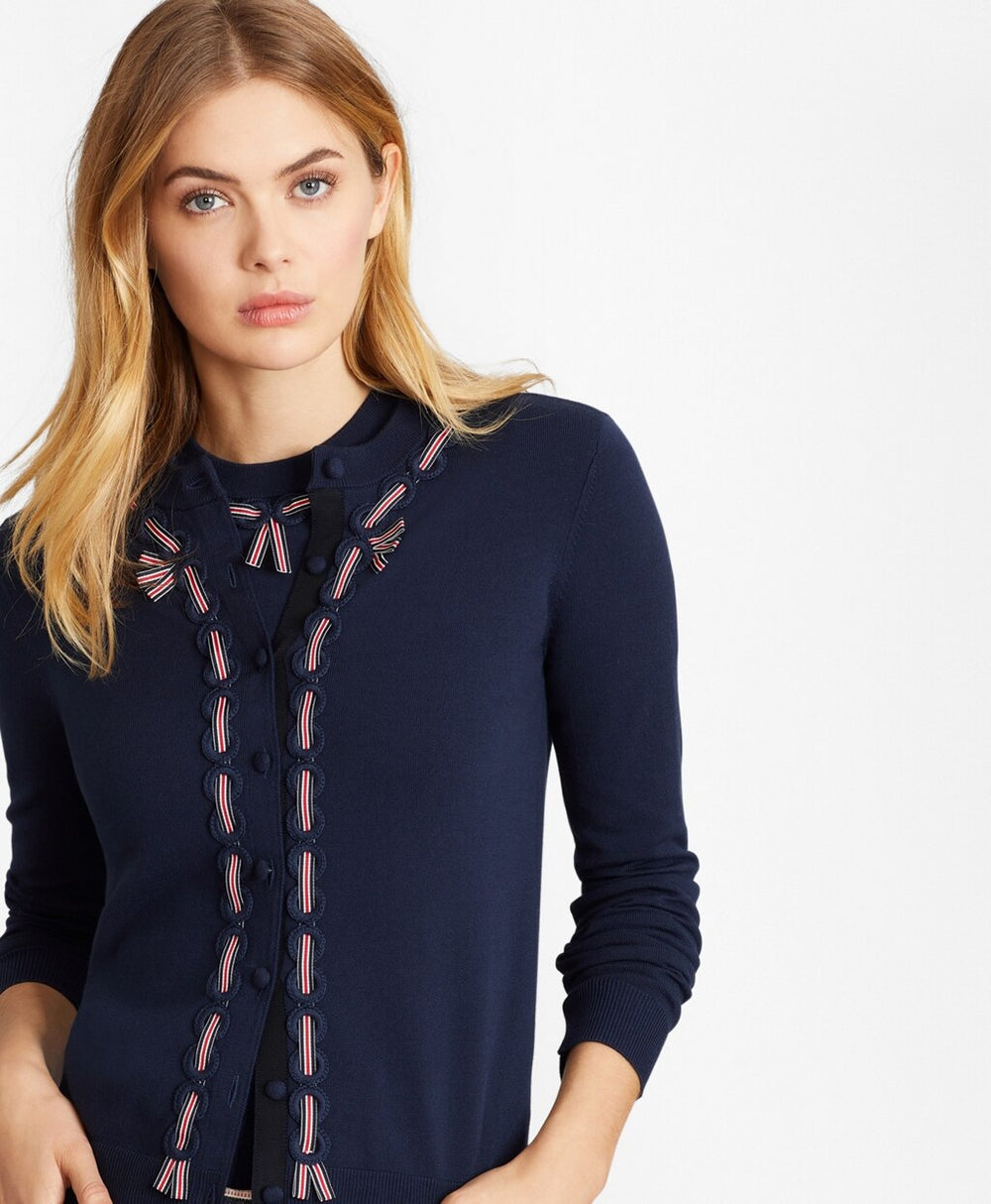 Brooks Brothers Women Grosgrain-Trimmed Cotton Cardigan