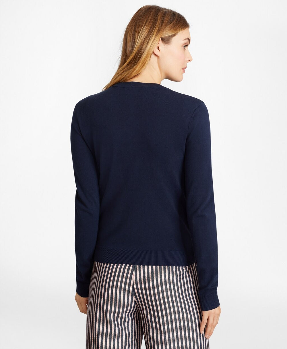 Brooks Brothers Women Grosgrain-Trimmed Cotton Cardigan