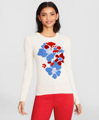 Brooks Brothers Women Floral-Patterned Silk-Cashmere Sweater