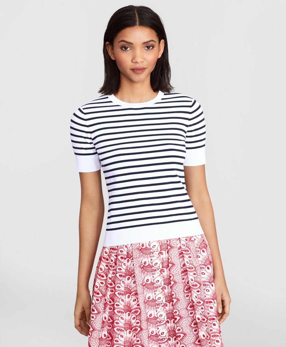 Brooks Brothers Women Striped Short-Sleeve Shell