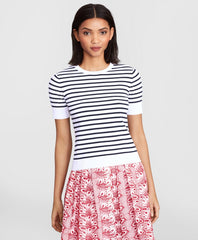 Brooks Brothers Women Striped Short-Sleeve Shell